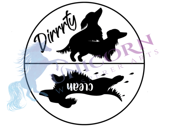 Clean Dirty Longhair Dachshund Dishwasher Graphics