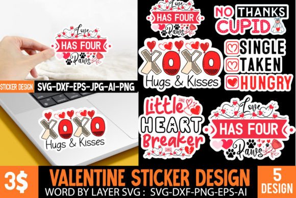 Valentines Stickers SVG for Crafts & Graphics